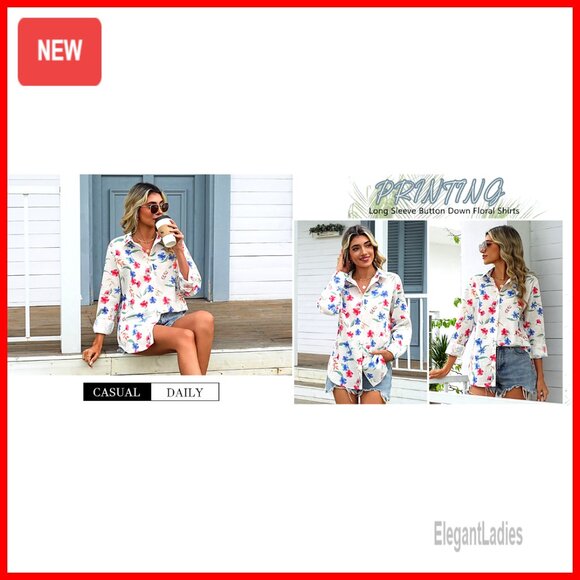 Loose Fit Cotton Linen Button Down Shirt Long Sleeve V Neck Blouse S-3XL - Picture 7 of 7